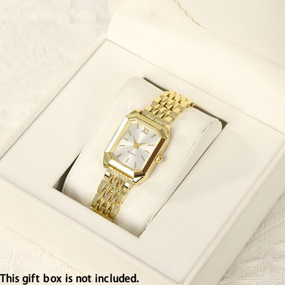Women's Quartz Watch - 's Elegant Retro Luxury Heart Chain Rectangular Dial Court Style Stainless - product detail view 38