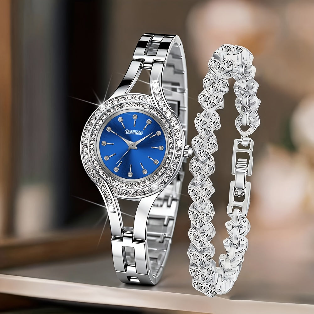 Women's Quartz Watch - 's Elegant Retro Luxury Heart Chain Rectangular Dial Court Style Stainless - product detail view 56