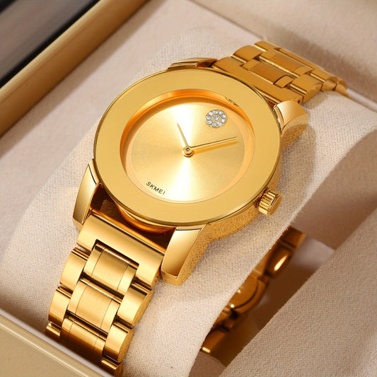 Women's Quartz Watch - 's Fashion Round Dial - Elegant Ladies Wristwatch Gold Silver Black Red - main product view