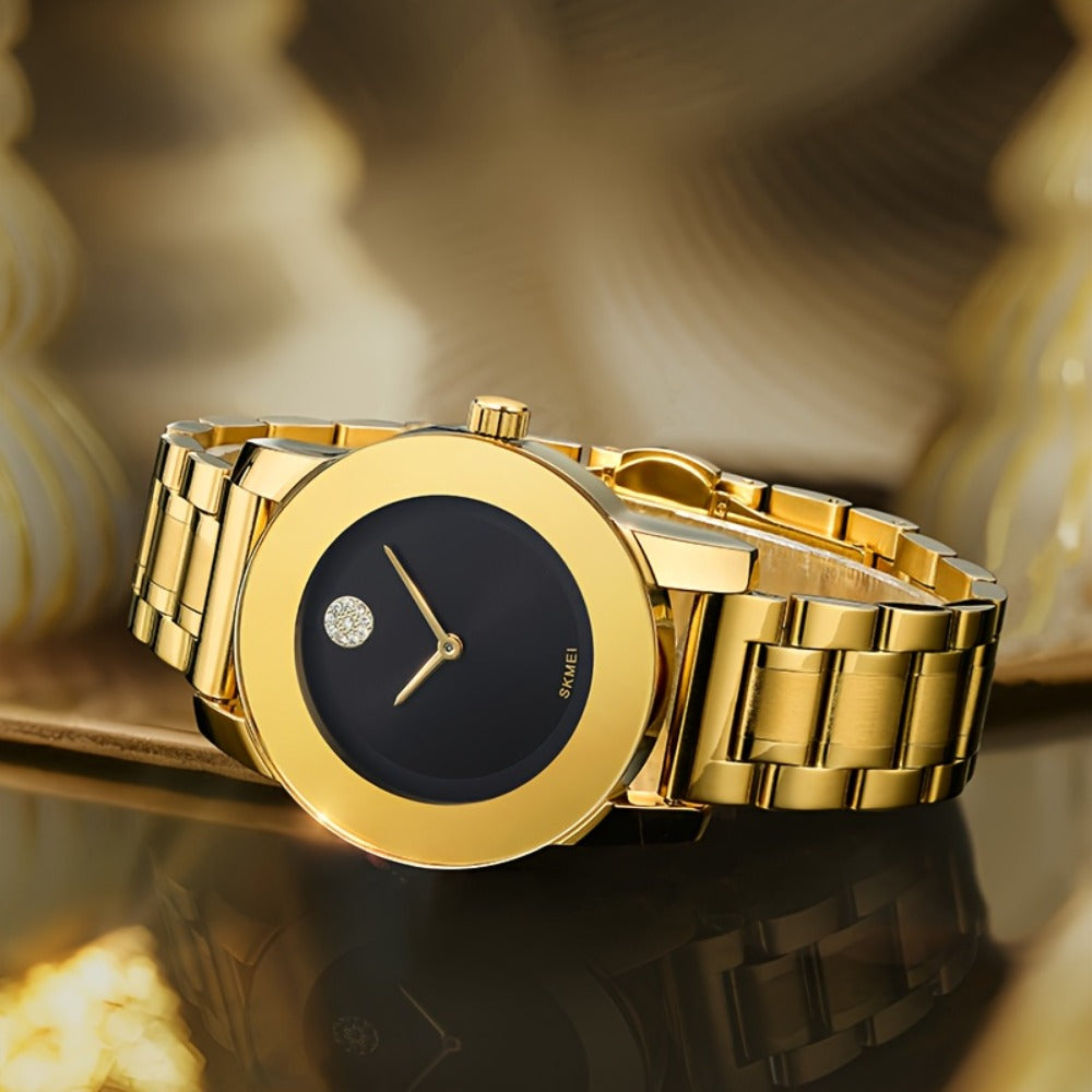 Women's Quartz Watch - 's Fashion Round Dial - Elegant Ladies Wristwatch Gold Silver Black Red - product detail view 2