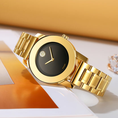 Women's Quartz Watch - 's Fashion Round Dial - Elegant Ladies Wristwatch Gold Silver Black Red - product detail view 4