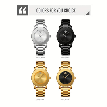 Women's Quartz Watch - 's Fashion Round Dial - Elegant Ladies Wristwatch Gold Silver Black Red - product detail view 13