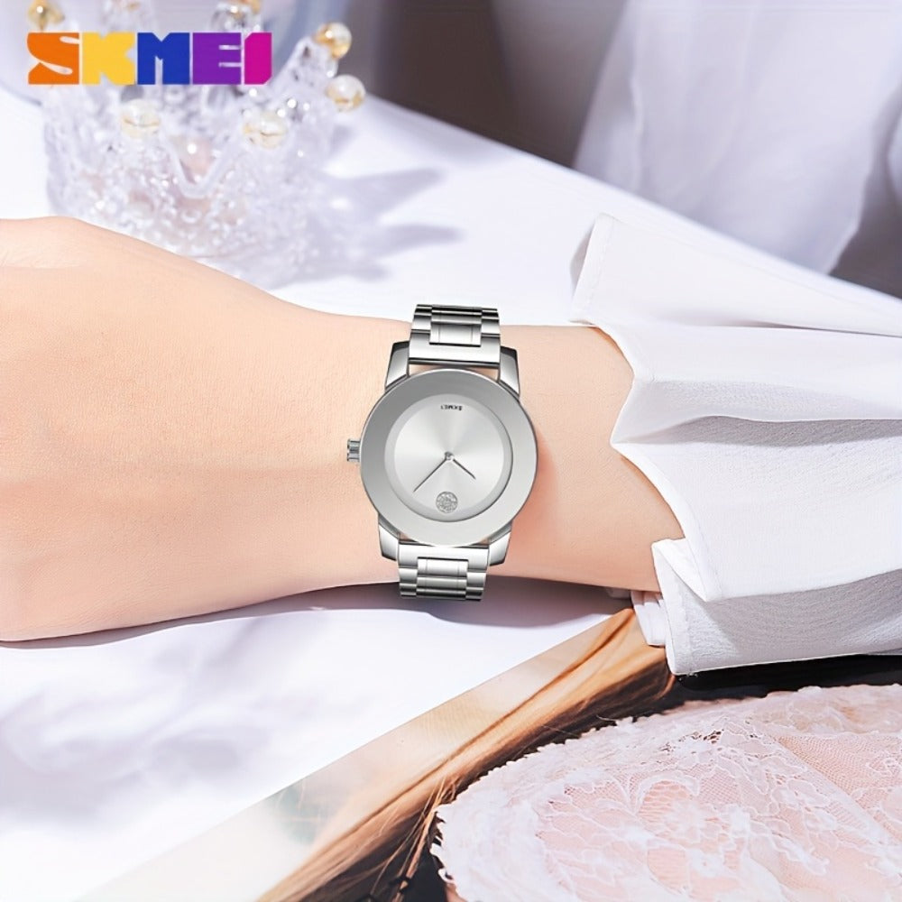 Women's Quartz Watch - 's Fashion Round Dial - Elegant Ladies Wristwatch Gold Silver Black Red - product detail view 14