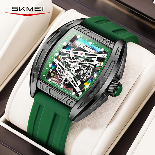 Men's Quartz Watch - 's Hollow Dial Barrel-Shaped with Luminous Hands & Waterproof Silicone - main product view