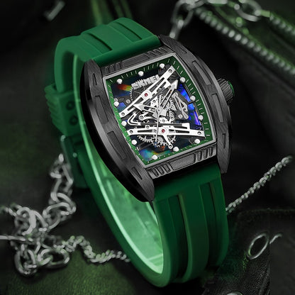 Men's Quartz Watch - 's Hollow Dial Barrel-Shaped with Luminous Hands & Waterproof Silicone - product detail view 9