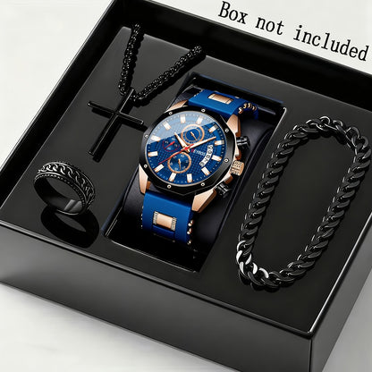 Men's Quartz Watch - 's Large Dial with Auto Calendar | Stainless Steel Strap, Business Sports - product detail view 5