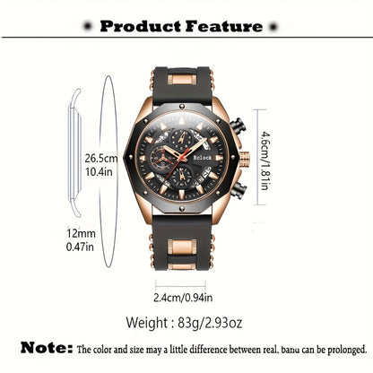 Men's Quartz Watch - 's Large Dial with Auto Calendar | Stainless Steel Strap, Business Sports - product detail view 7