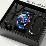 blue watch +Jewelry set