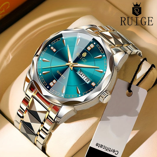 Men's Quartz Watch - 's Luminous Chronograph | Stainless Steel Wristwatch with Calendar Date - main product view