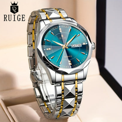 Men's Quartz Watch - 's Luminous Chronograph | Stainless Steel Wristwatch with Calendar Date - product detail view 5