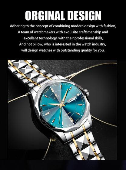 Men's Quartz Watch - 's Luminous Chronograph | Stainless Steel Wristwatch with Calendar Date - product detail view 10