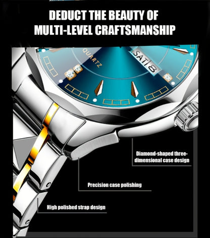 Men's Quartz Watch - 's Luminous Chronograph | Stainless Steel Wristwatch with Calendar Date - product detail view 14