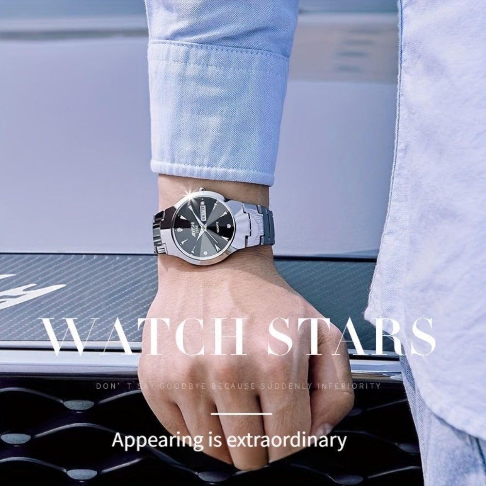 Men's Quartz Watch - 's Luminous Dual Calendar Zinc Alloy Business Casual Wristwatch for Coffee - product detail view 9