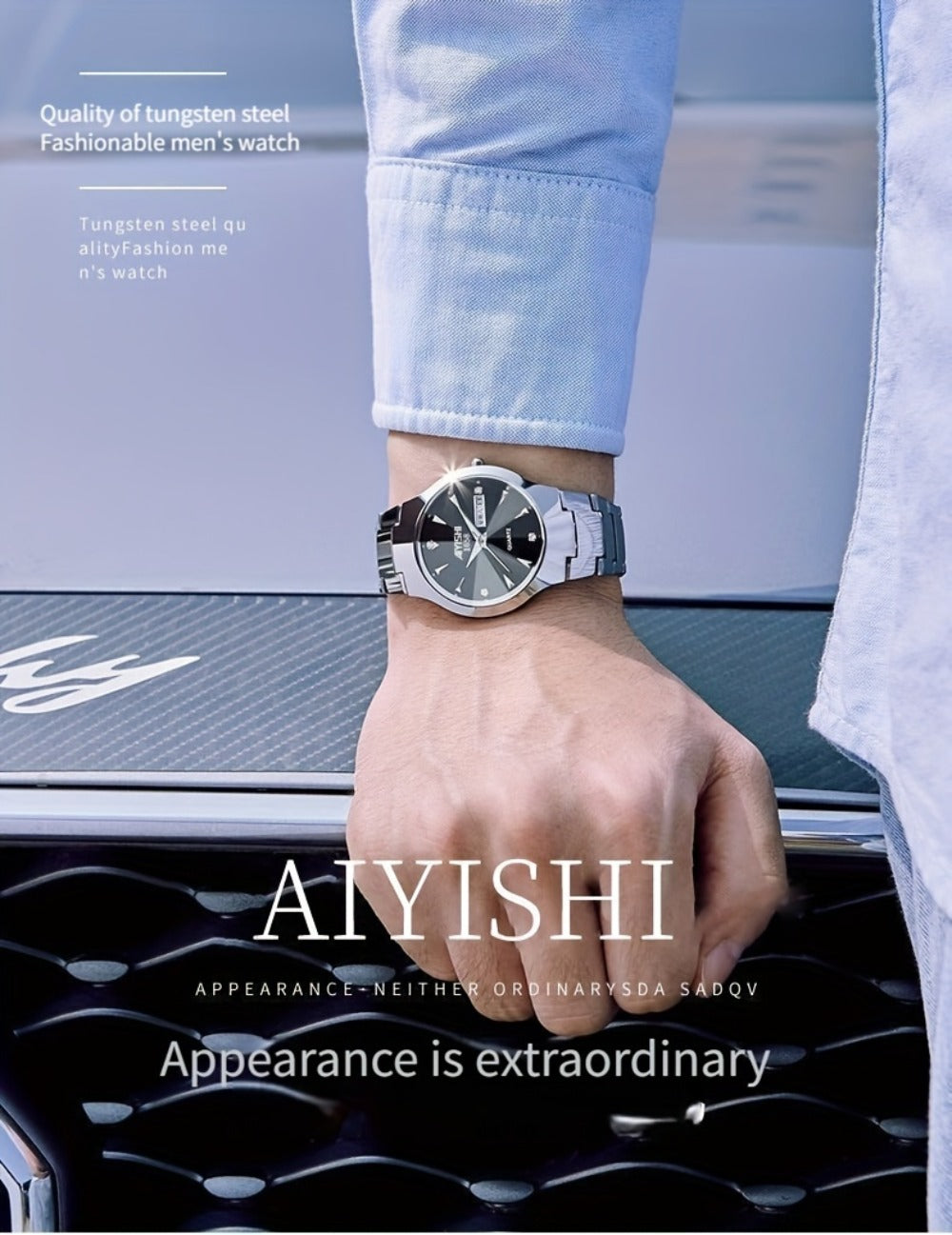 Men's Quartz Watch - 's Luminous Dual Calendar Zinc Alloy Business Casual Wristwatch for Coffee - product detail view 11