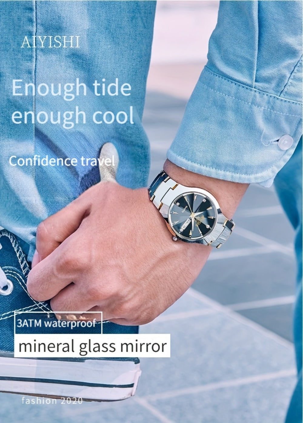 Men's Quartz Watch - 's Luminous Dual Calendar Zinc Alloy Business Casual Wristwatch for Coffee - product detail view 17