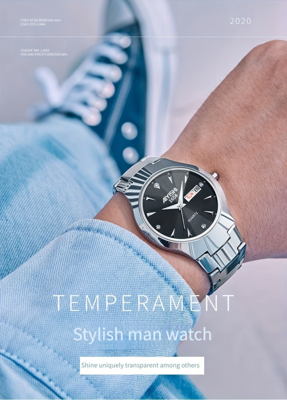 Men's Quartz Watch - 's Luminous Dual Calendar Zinc Alloy Business Casual Wristwatch for Coffee - product detail view 18