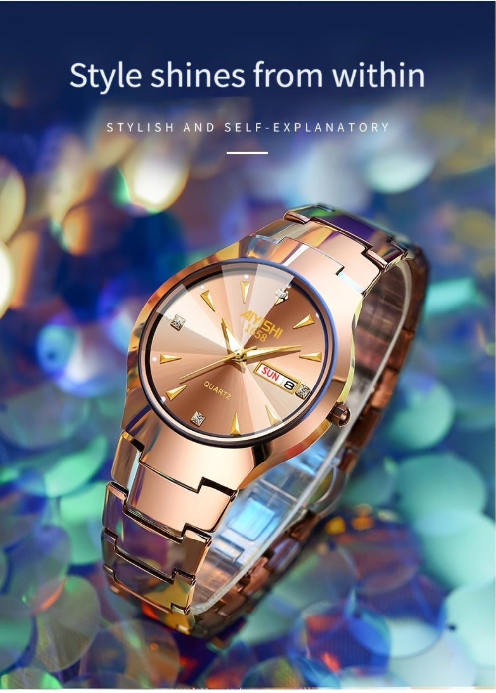 Men's Quartz Watch - 's Luminous Dual Calendar Zinc Alloy Business Casual Wristwatch for Coffee - product detail view 20