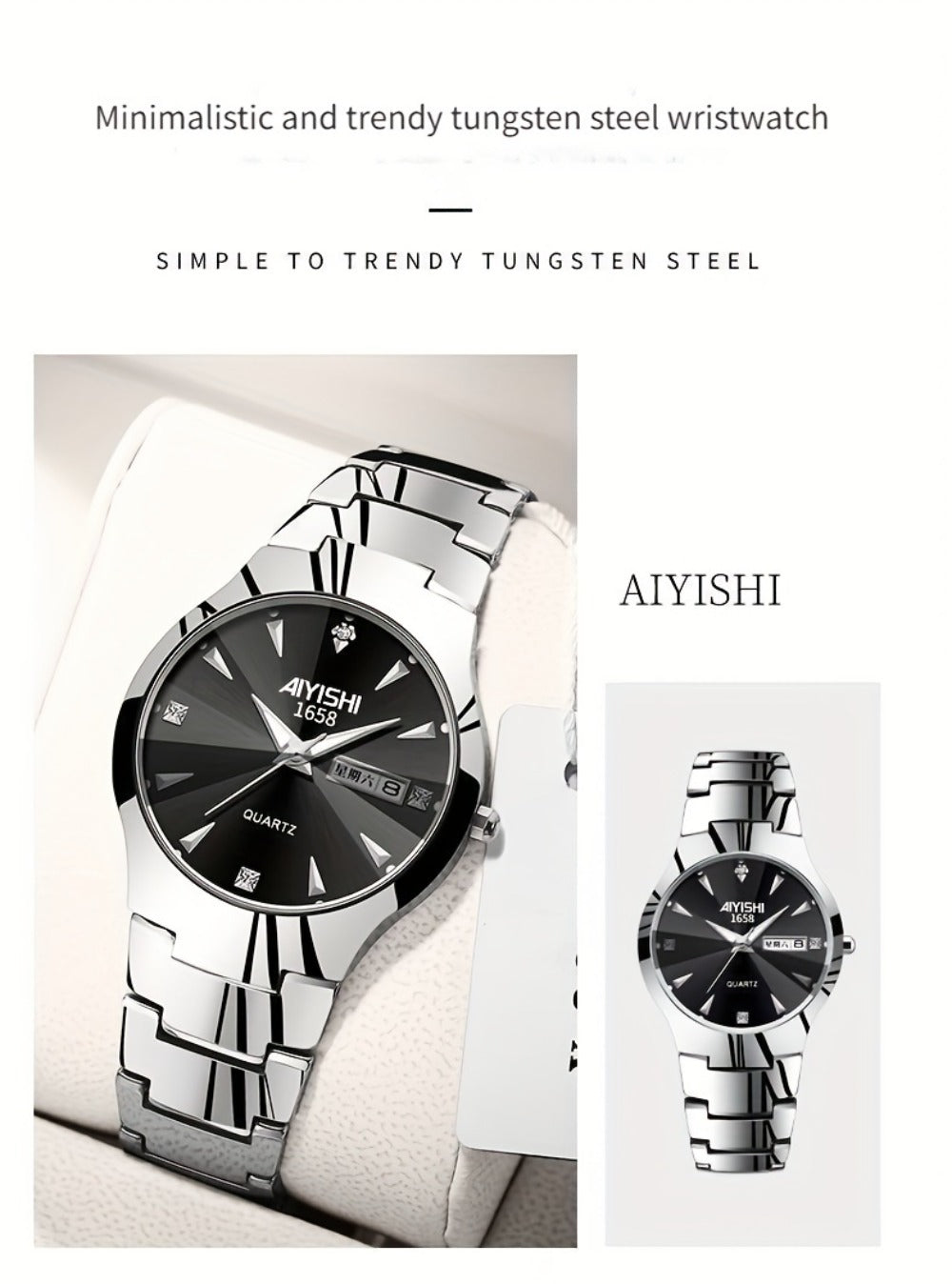 Men's Quartz Watch - 's Luminous Dual Calendar Zinc Alloy Business Casual Wristwatch for Coffee - product detail view 22