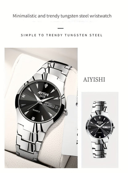 Men's Quartz Watch - 's Luminous Dual Calendar Zinc Alloy Business Casual Wristwatch for Coffee - product detail view 22