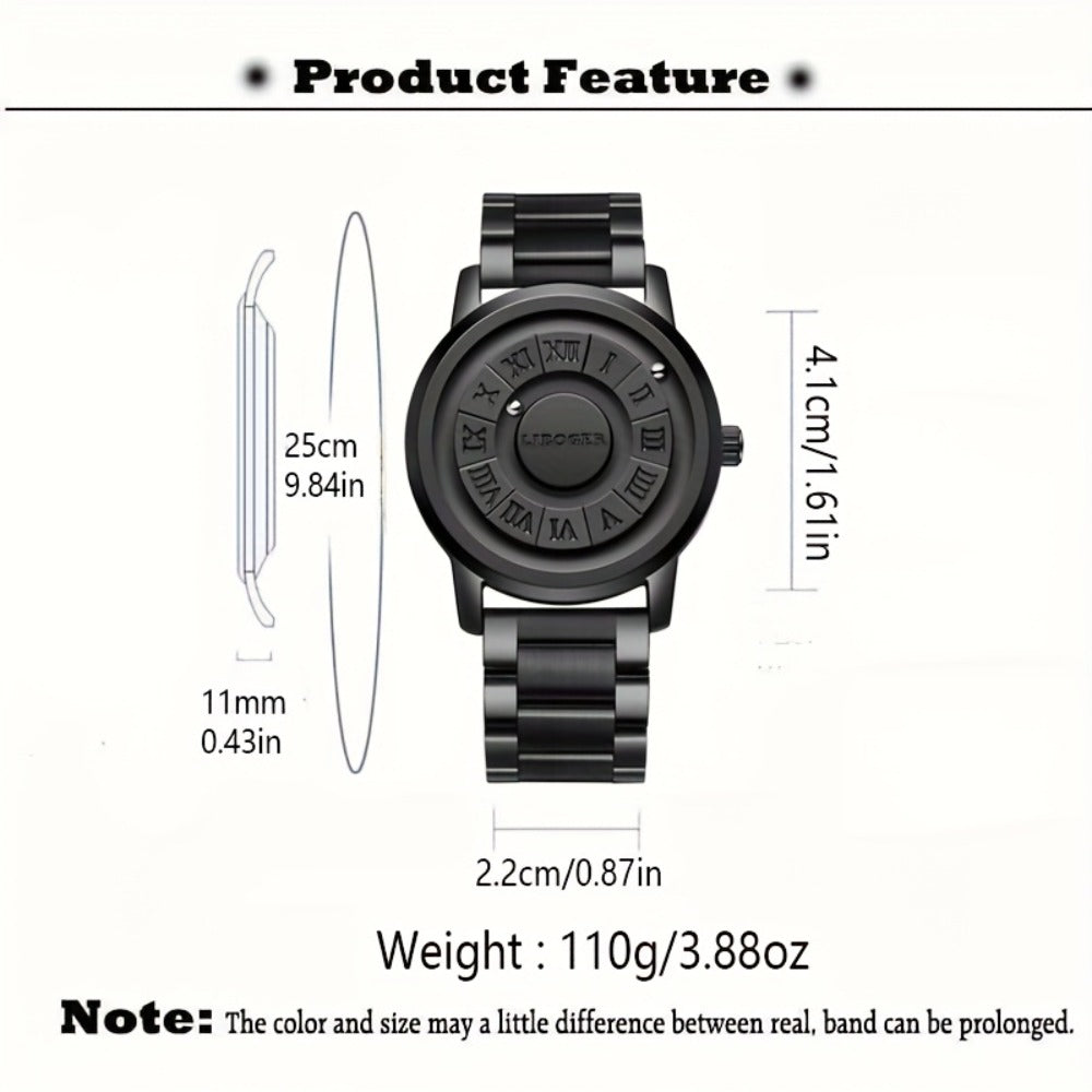 Men's Quartz Watch - 's Magnetic Steel Ball | Touch-to-Read Vintage Business Wristwatch, No - product detail view 2