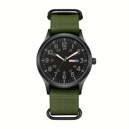 Men's Quartz Watch - 's Outdoor Sport Nylon Strap, Luminous Dial, 24H Scale & Date Calendar - product detail view 13