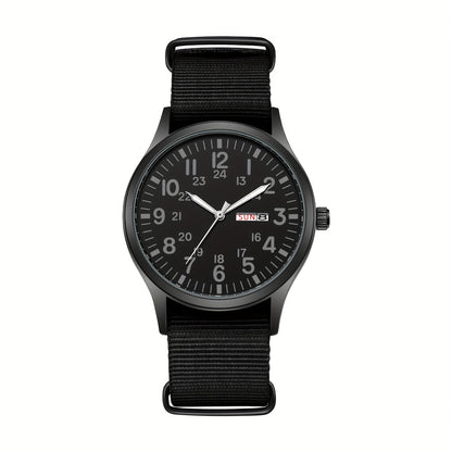 Men's Quartz Watch - 's Outdoor Sport Nylon Strap, Luminous Dial, 24H Scale & Date Calendar - product detail view 32
