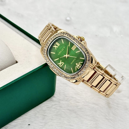 Women's Quartz Watch - 's Oval Roman Numeral Dial - Vintage Ladies Dress Wristwatch Gold Silver - product detail view 7