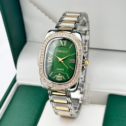 Women's Quartz Watch - 's Oval Roman Numeral Dial - Vintage Ladies Dress Wristwatch Gold Silver - product detail view 17