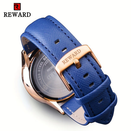 Men's Quartz Watch - 's with PU Leather Strap, Date & Stopwatch Gift Box Included | Golden & - product detail view 12