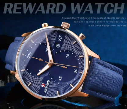 Men's Quartz Watch - 's with PU Leather Strap, Date & Stopwatch Gift Box Included | Golden & - product detail view 21
