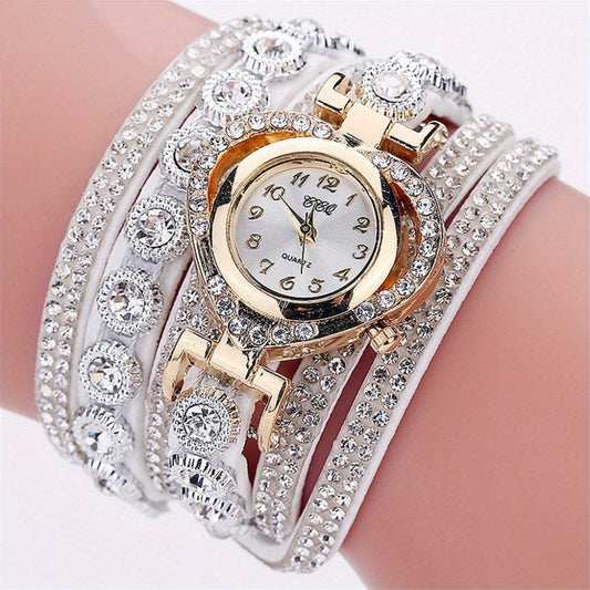 Women's Quartz Watch - 's Rhinestone Bracelet Multilayer Heart Dial Analog PU Leather Band - main product view