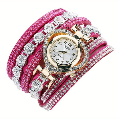 Women's Quartz Watch - 's Rhinestone Bracelet Multilayer Heart Dial Analog PU Leather Band - product detail view 8