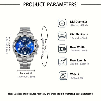 Men's Quartz Watch - 's Set 3 Piece Round Wristwatch Combo, Gold Silver Yellow Analog Watches - product detail view 5