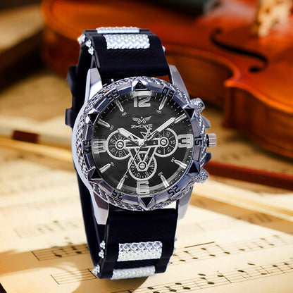 Men's Quartz Watch - 's Set 4 Piece Sport Analog Wristwatch, Alloy Case Silicone Strap Round - product detail view 7