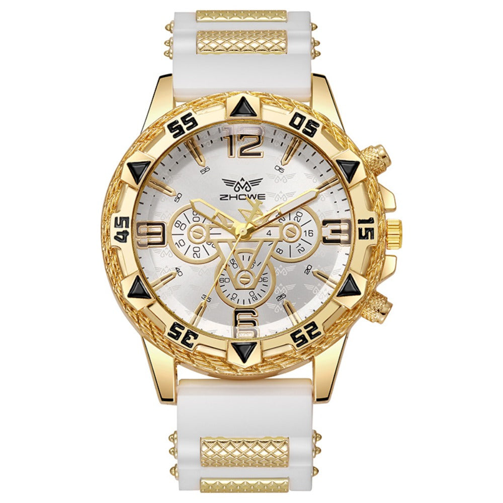 Men's Quartz Watch - 's Set 4 Piece Sport Analog Wristwatch, Alloy Case Silicone Strap Round - product detail view 8