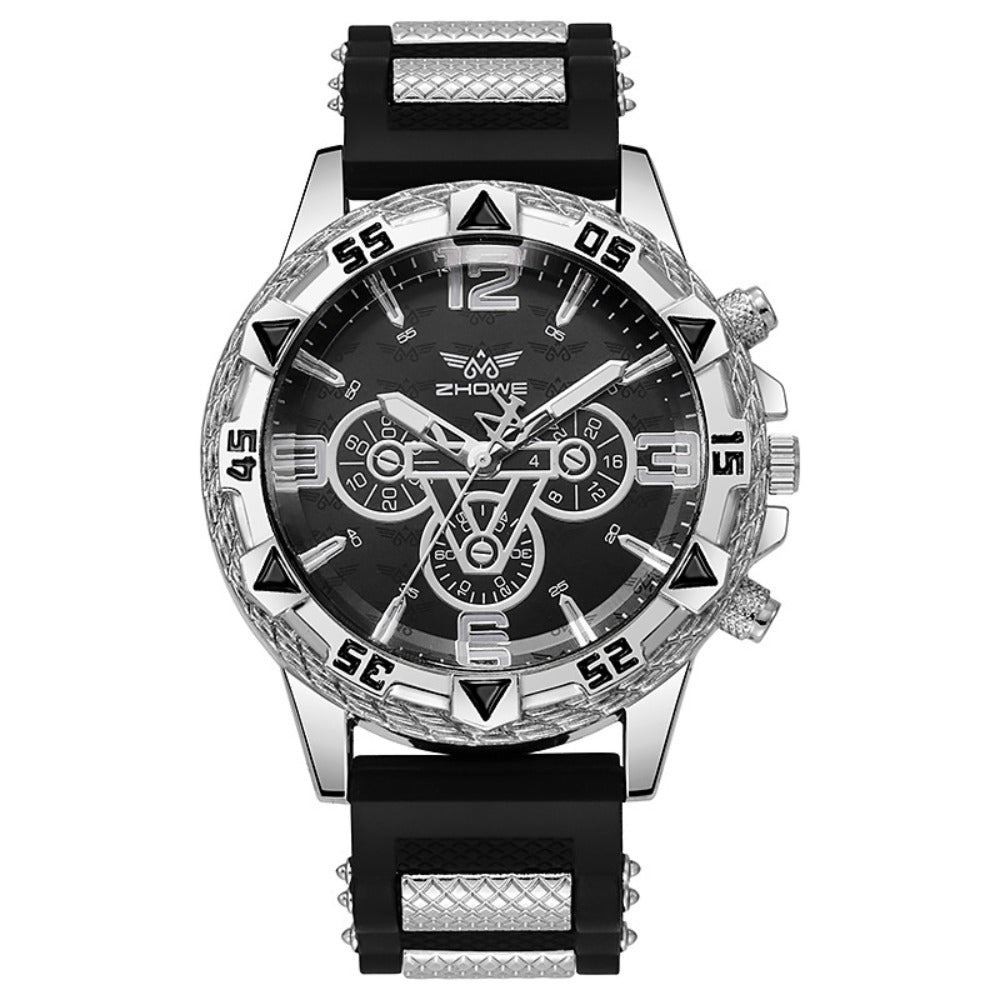 Men's Quartz Watch - 's Set 4 Piece Sport Analog Wristwatch, Alloy Case Silicone Strap Round - product detail view 9