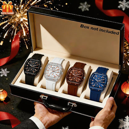 Men's Quartz Watch - 's Set 4 Pieces Fashion Wristwatches with Alloy Case & Silicone Strap - product detail view 2
