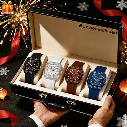 Men's Quartz Watch - 's Set 4 Pieces Fashion Wristwatches with Alloy Case & Silicone Strap - product detail view 26