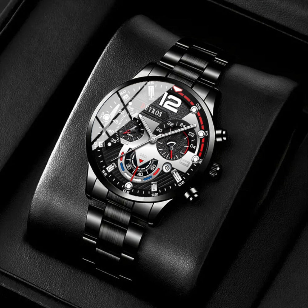 Men's Quartz Watch - 's Set 4pcs - Analog Wristwatch with Date Display, Alloy Case & Strap - product detail view 22