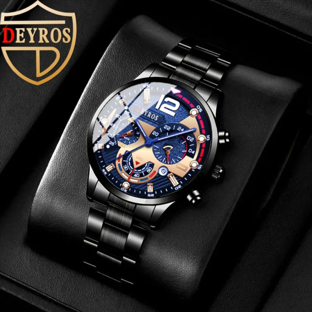 Men's Quartz Watch - 's Set 4pcs - Analog Wristwatch with Date Display, Alloy Case & Strap - product detail view 24