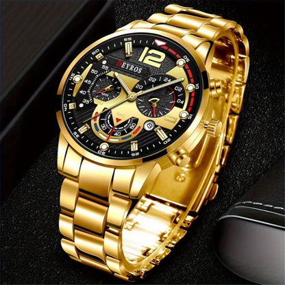 Men's Quartz Watch - 's Set 4pcs - Analog Wristwatch with Date Display, Alloy Case & Strap - product detail view 25