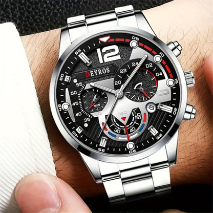Men's Quartz Watch - 's Set 4pcs - Analog Wristwatch with Date Display, Alloy Case & Strap - product detail view 30