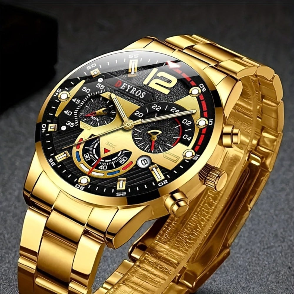 Men's Quartz Watch - 's Set 4pcs - Analog Wristwatch with Date Display, Alloy Case & Strap - product detail view 31