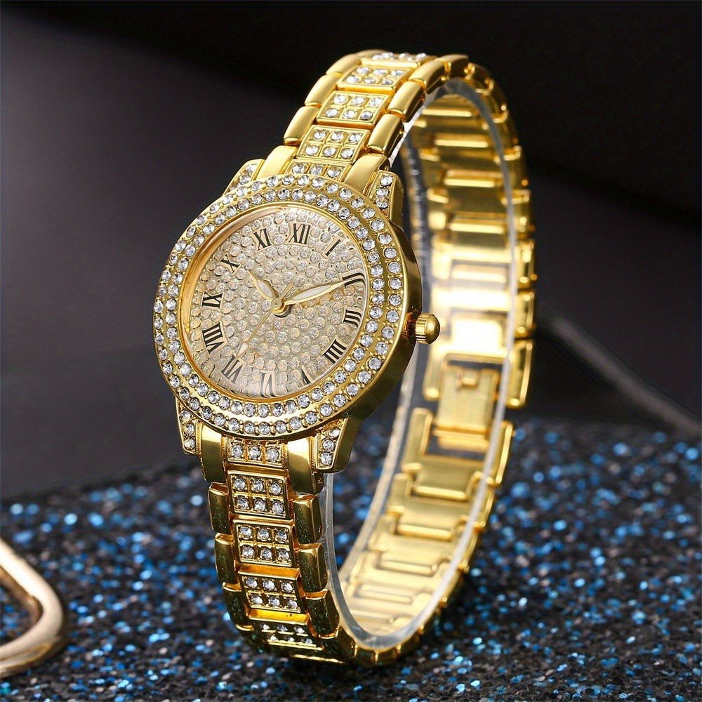 Women's Quartz Watch - 's Set of 2 Elegant Golden Wristwatch Duo for Ladies, Stylish Casual - product detail view 2