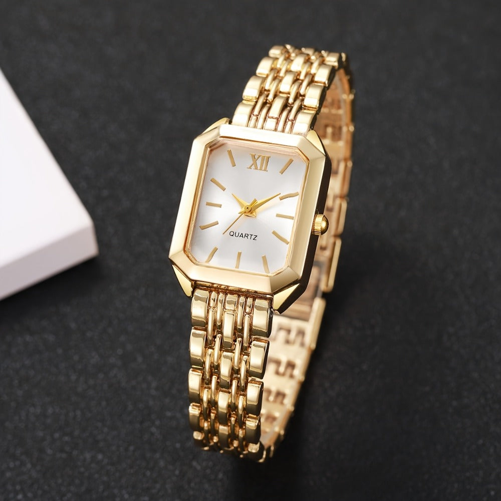 Women's Quartz Watch - 's Set of 2 Elegant Golden Wristwatch Duo for Ladies, Stylish Casual - product detail view 3