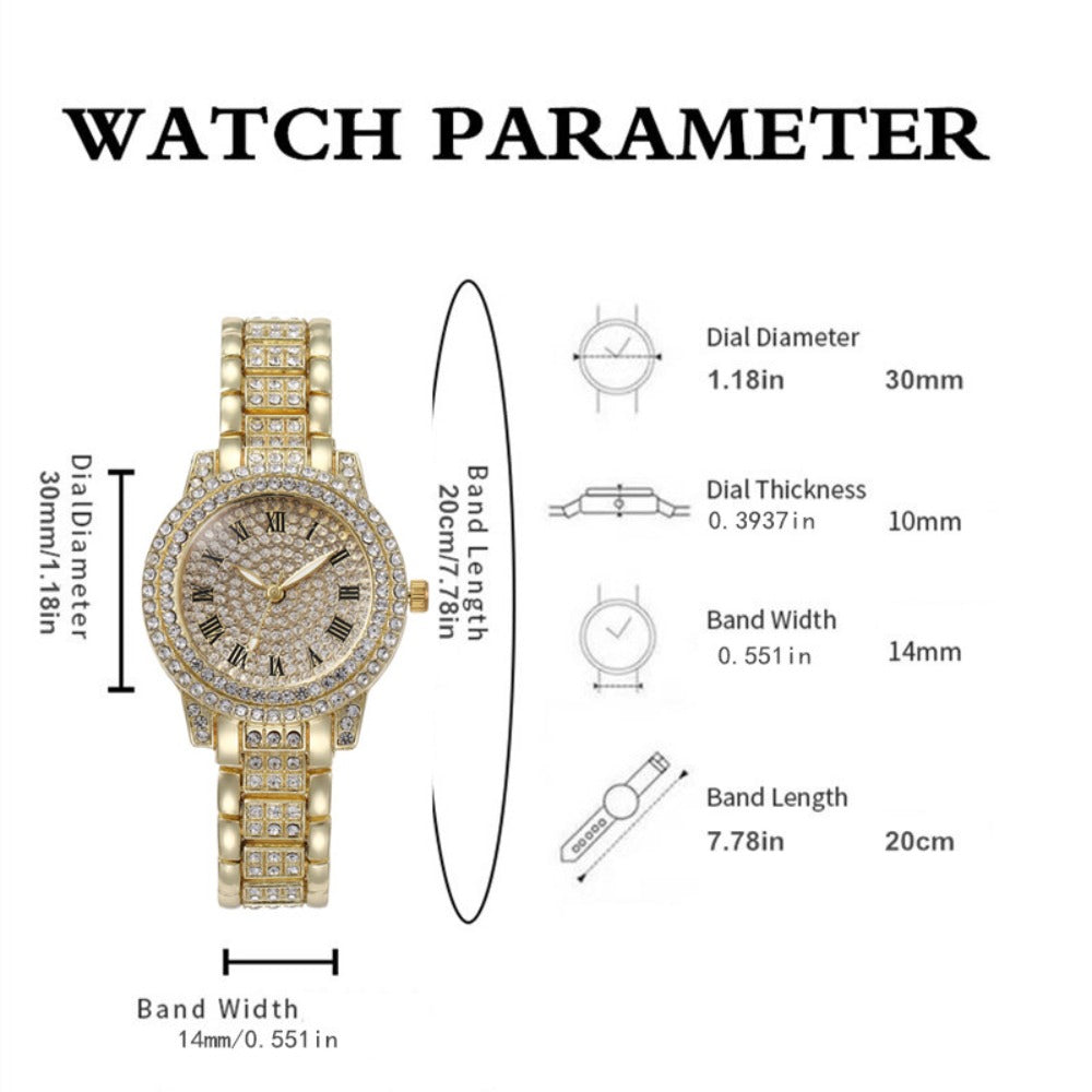 Women's Quartz Watch - 's Set of 2 Elegant Golden Wristwatch Duo for Ladies, Stylish Casual - product detail view 7