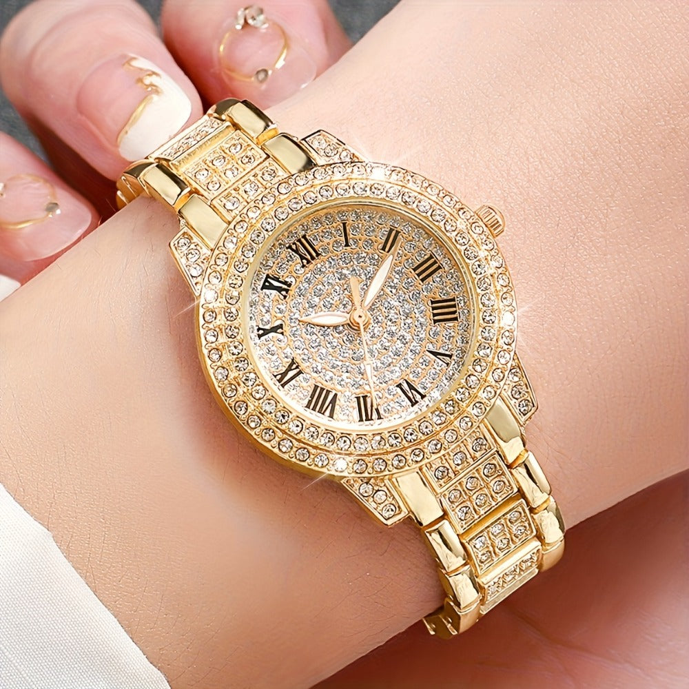 Women's Quartz Watch - 's Set of 2 Elegant Golden Wristwatch Duo for Ladies, Stylish Casual - product detail view 9