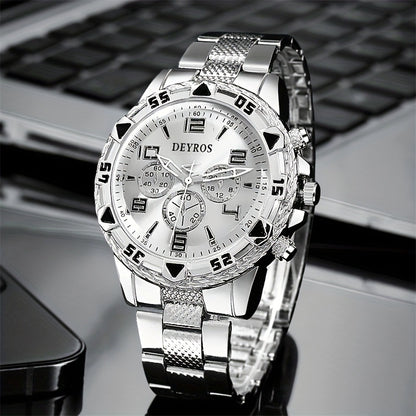 Men's Quartz Watch - 's Set of 2 | Stainless Steel Case, Silicone Strap, Business Casual - product detail view 10