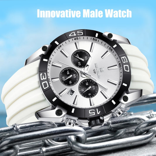 Men's Quartz Watch - 's Silicone Strap with Luminous Hands & Date Display - Luxury Casual - main product view