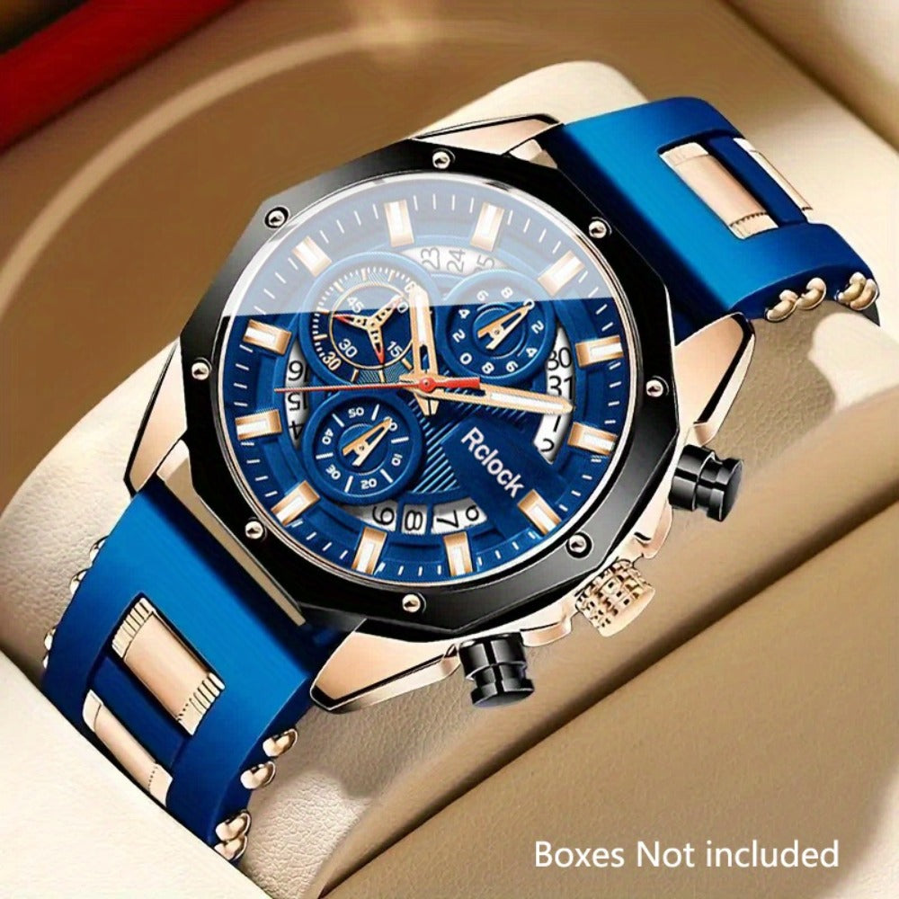 Men's Quartz Watch - 's Silicone Strap Set 2pcs Sports Casual Wristwatch Calendar Display - product detail view 2
